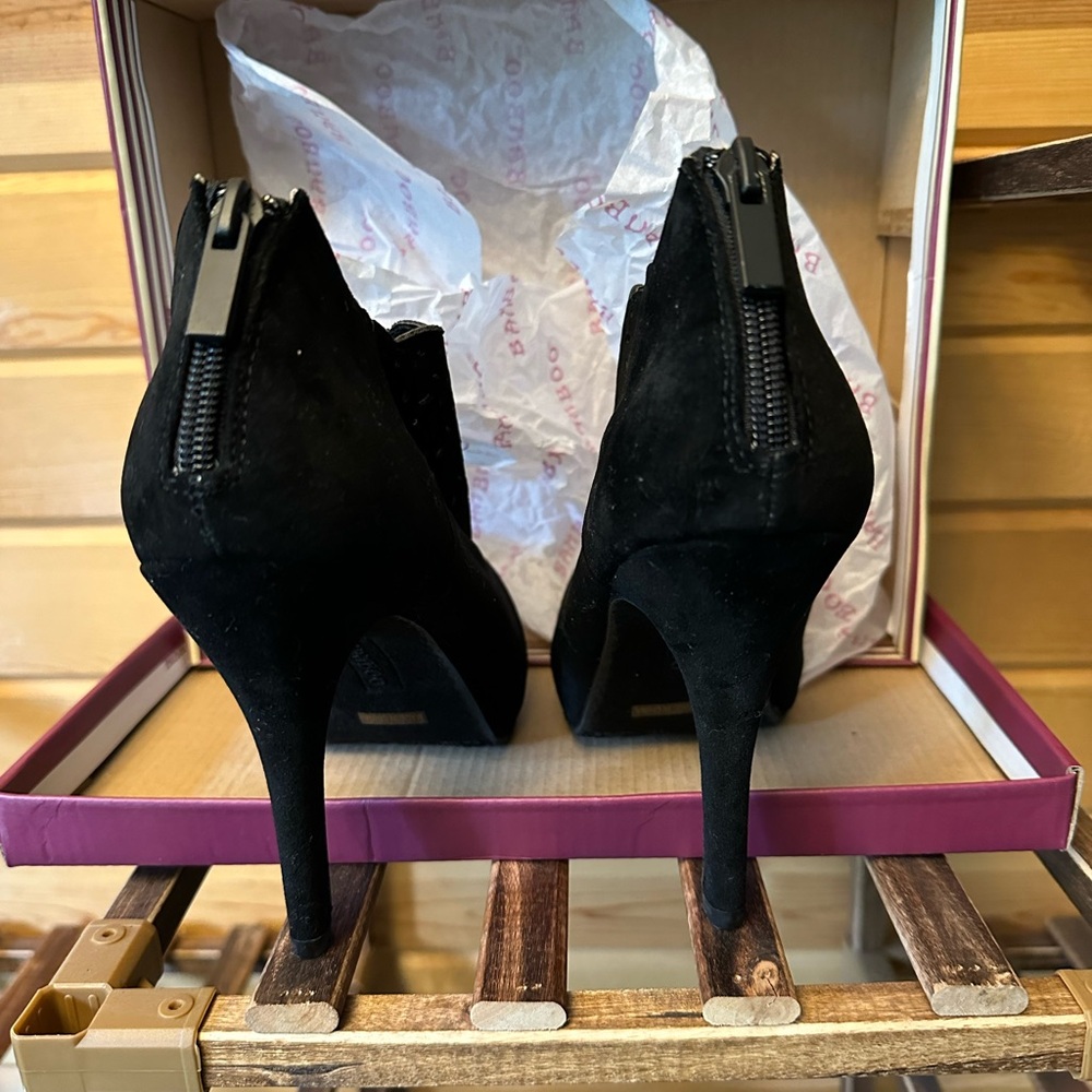 Bamboo black suede high heel boot